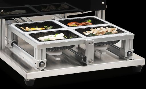 Fully Automatic Tray Sealing Machine CH-QF430T-S with Food Grade Stainless Steel and 6061 Anodized Aluminum Mold for Fresh Food Packaging