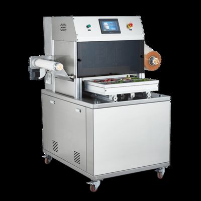 Αυτόματη κατακόρυφη σφραγιστική δίσκου DQ440L-V με τροφικό 304 ανοξείδωτο χάλυβα και 6061 ανωδικοποιημένο αλουμίνιο μούχλα για συσκευασία κενού